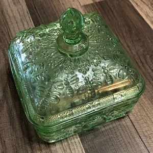 Green Glass Candy Dish